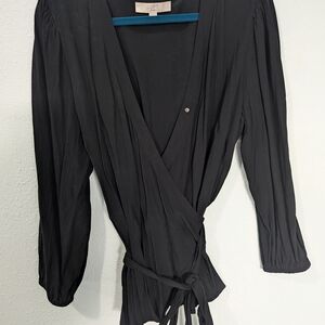 LOFT Black Wrap Blouse